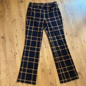 Navy and Yellow Plaid Slight Flare Small Trousers